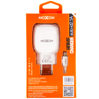 Мережевий зарядний пристрій MOXOM 2в1 micro 2USB/2.1A (KH-69) білий