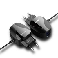 Мережевий зарядний пристрій MOXOM 2в1 micro cable+2USB/2.4A (MX-HC15) чорний