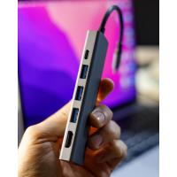 USB HUB розгалужувач MOXOM (MX-HB02) 5in1 Type-C to USB/ 3*USB3.0 + 1*PD100W + HDMI сірий