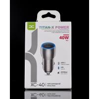 Автомобильное зарядное устройство (Адаптер) DC 2xPD/40W (XC-40) Metal темно-серый