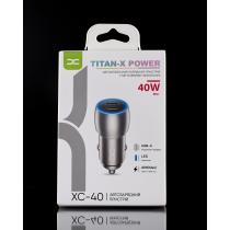 Автомобільний зарядний пристрій DC 2xPD/40W (XC-40) Metal темно-сірий