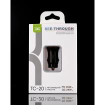 Автомобільний зарядний пристрій DC PD/30W+QC3.0/24W Fast Charger (TC-20) чорний