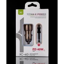 Автомобільний зарядний пристрій DC 2в1 Type-C 2xPD/40W (XC-40) Metal темно-сірий