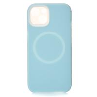 Чехол Liquid Silicone Full с поддержкой MagSafe для iPhone 14 blue fog