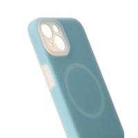 Чехол Liquid Silicone Full с поддержкой MagSafe для iPhone 15 blue fog