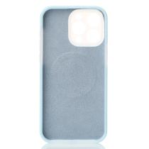 Чехол Liquid Silicone Full с поддержкой MagSafe для iPhone 15 Pro Max blue fog
