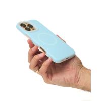 Чехол Liquid Silicone Full с поддержкой MagSafe для iPhone 16 Pro blue fog
