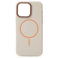Силиконовый чехол Slim Ring Leather Textured с поддержкой MagSafe для iPhone 14 Pro Max natural titanium