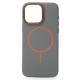 Силиконовый чехол Slim Ring Leather Textured с поддержкой MagSafe для iPhone 15 Pro stone gray