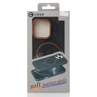 Силиконовый чехол Slim Ring Leather Textured с поддержкой MagSafe для iPhone 14 black