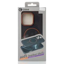 Силиконовый чехол Slim Ring Leather Textured с поддержкой MagSafe для iPhone 14 black
