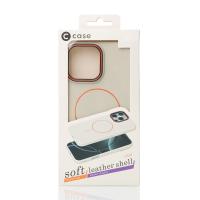 Силиконовый чехол Slim Ring Leather Textured с поддержкой MagSafe для iPhone 14 natural titanium
