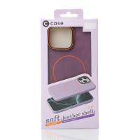 Силиконовый чехол Slim Ring Leather Textured с поддержкой MagSafe для iPhone 16 Pro deep purple