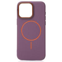 Силиконовый чехол Slim Ring Leather Textured с поддержкой MagSafe для iPhone 13 Pro Max deep purple
