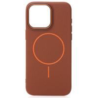 Силиконовый чехол Slim Ring Leather Textured с поддержкой MagSafe для iPhone 14 desert titanium