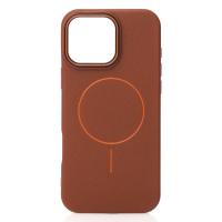 Силиконовый чехол Slim Ring Leather Textured с поддержкой MagSafe для iPhone 16 Pro desert titanium