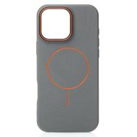 Силиконовый чехол Slim Ring Leather Textured с поддержкой MagSafe для iPhone 16 Pro stone gray