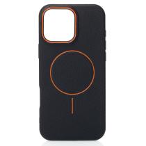 Силиконовый чехол Slim Ring Leather Textured с поддержкой MagSafe для iPhone 16 Pro Max black