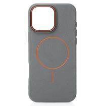 Силиконовый чехол Slim Ring Leather Textured с поддержкой MagSafe для iPhone 16 Pro Max stone gray
