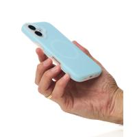 Чехол Liquid Silicone Full с поддержкой MagSafe для iPhone 16 blue fog