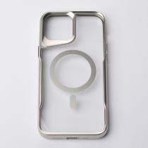 Пластиковый чехол MagSafe NEWZONE для iPhone 14 Pro серебряный