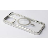 Пластиковый чехол MagSafe NEWZONE для iPhone 15 Pro серебряный