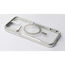 Пластиковый чехол MagSafe NEWZONE для iPhone 15 Pro серебряный