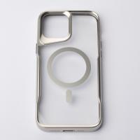 Пластиковый чехол MagSafe NEWZONE для iPhone 15 Pro Max серебряный