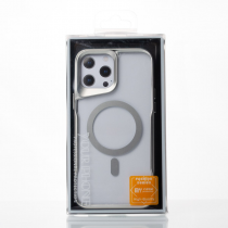 Пластиковый чехол MagSafe NEWZONE для iPhone 15 Pro Max серебряный