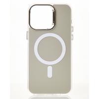 Полиуритановый чехол IMD Colors с поддержкой MagSafe для iPhone 14 Pro серебряный