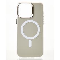 Полиуритановый чехол IMD Colors с поддержкой MagSafe для iPhone 14 Pro серебряный