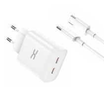Мережевий зарядний пристрій DC 2в1 Type-C 2PD/35W Fast Charger (CA-D17) білий
