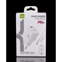Мережевий зарядний пристрій DC 2в1 Type-C PD/45W (CA-F09) білий