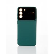 Силиконовый чехол CAMERA PROTECTION для Samsung S21 FE темно-зеленый