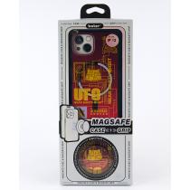 Силиконовый чехол MagSafe Boter "3D" + magsafe PopSocket для iPhone 15 05 UFO