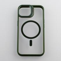 Силиконовый чехол MagSafe CAMERA GLASS PROTECTION для iPhone 13 темно-зеленый