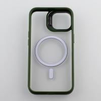 Силиконовый чехол MagSafe CAMERA GLASS PROTECTION для iPhone 13 темно-зеленый