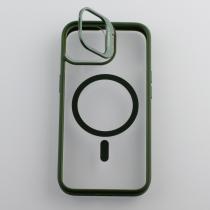 Силиконовый чехол MagSafe CAMERA GLASS PROTECTION для iPhone 13 темно-зеленый