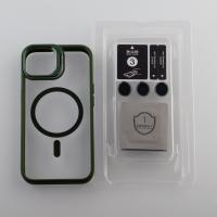 Силиконовый чехол MagSafe CAMERA GLASS PROTECTION для iPhone 14 темно-зеленый