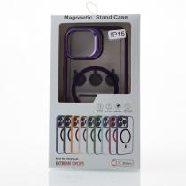 Силиконовый чехол MagSafe CAMERA GLASS PROTECTION для iPhone 15 темно-синий