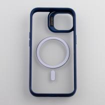 Силиконовый чехол MagSafe CAMERA GLASS PROTECTION для iPhone 15 темно-синий