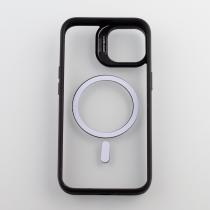 Силиконовый чехол MagSafe CAMERA GLASS PROTECTION для iPhone 15 черный