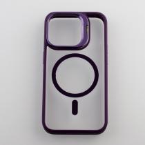 Силиконовый чехол MagSafe CAMERA GLASS PROTECTION для iPhone 14 Pro темно-фиолетовый