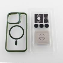Силиконовый чехол MagSafe CAMERA GLASS PROTECTION для iPhone 13 Pro Max темно-зеленый