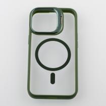 Силиконовый чехол MagSafe CAMERA GLASS PROTECTION для iPhone 13 Pro Max темно-зеленый