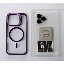 Силиконовый чехол MagSafe CAMERA GLASS PROTECTION для iPhone 16 темно-фиолетовый