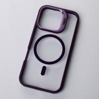 Силиконовый чехол MagSafe CAMERA GLASS PROTECTION для iPhone 16 Plus темно-фиолетовый
