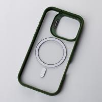 Силиконовый чехол MagSafe CAMERA GLASS PROTECTION для iPhone 16 Plus темно-зеленый