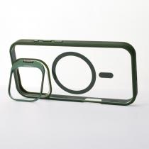Силиконовый чехол MagSafe CAMERA GLASS PROTECTION для iPhone 16 Plus темно-зеленый