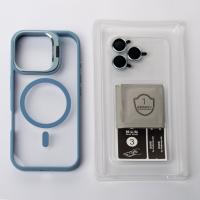 Силиконовый чехол MagSafe CAMERA GLASS PROTECTION для iPhone 16 Plus голубой